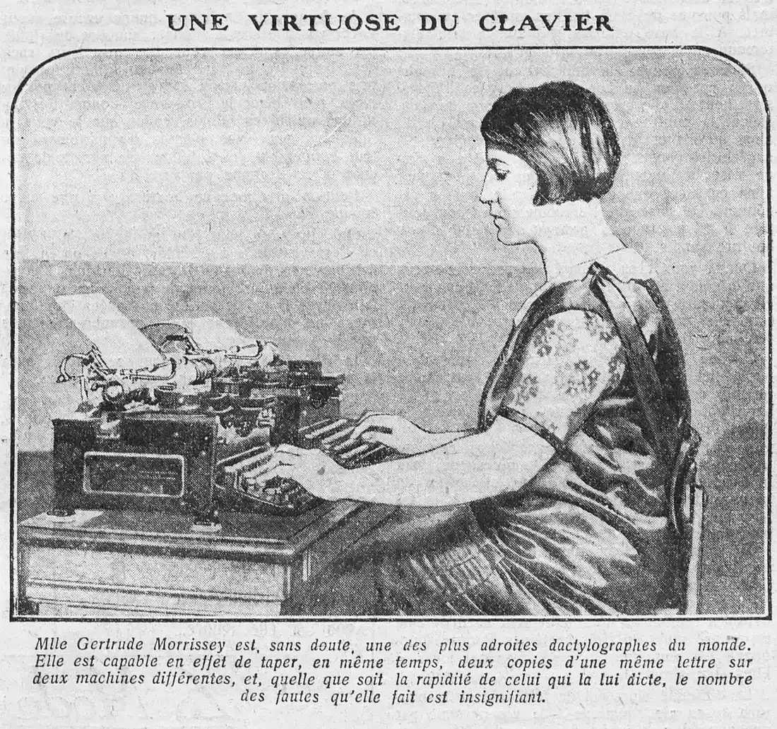 Le Petit journal illustré 1925 06 14 Gertrude Morrissey, a keyboard typewriter virtuoso