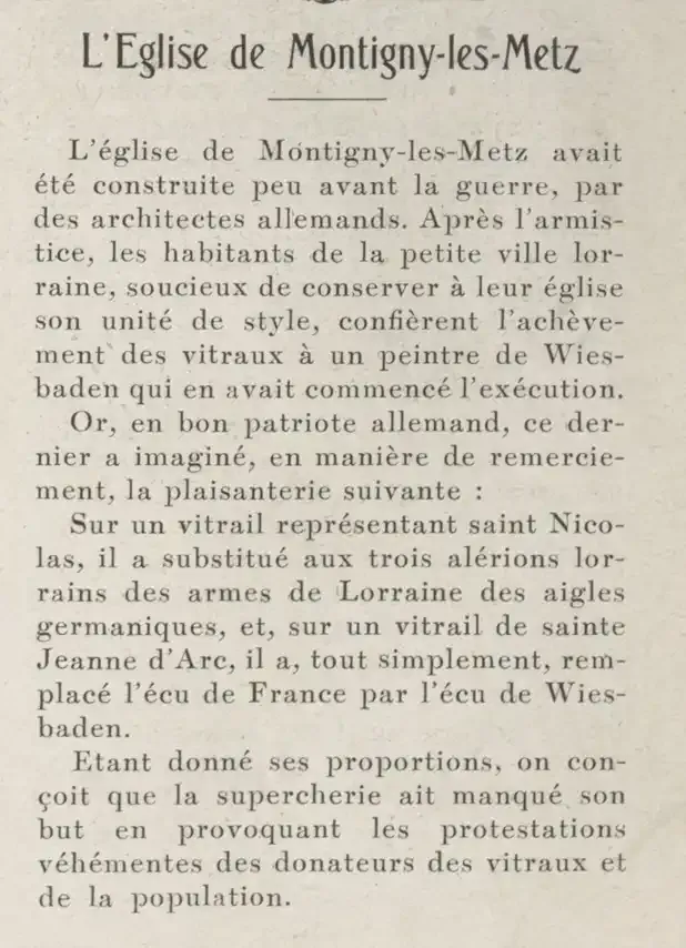 LÉclaireur du dimanche 1925 06 14 The stained-glass windows of the church of Montigny-les-Metz