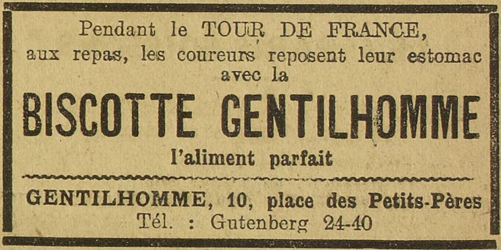 LAuto vélo 1925 06 28 art 03 publicité Biscottes Gentilhomme 3