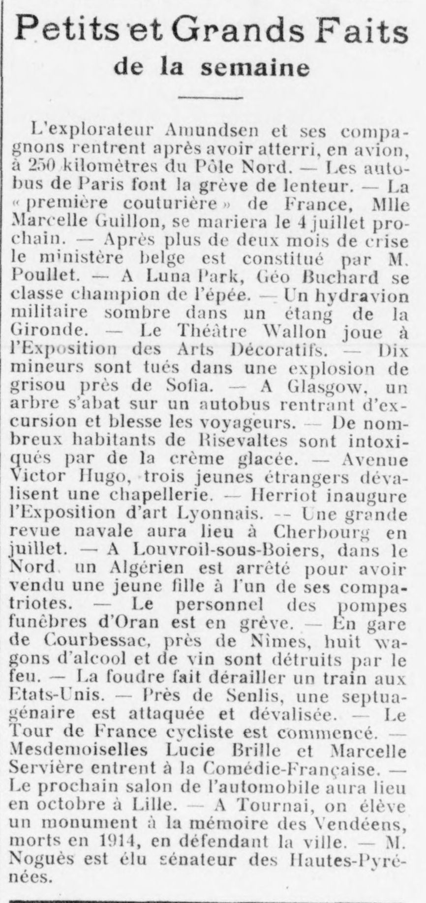 Le Funi 1925 06 28 Petits et Grands faits de la semaine 