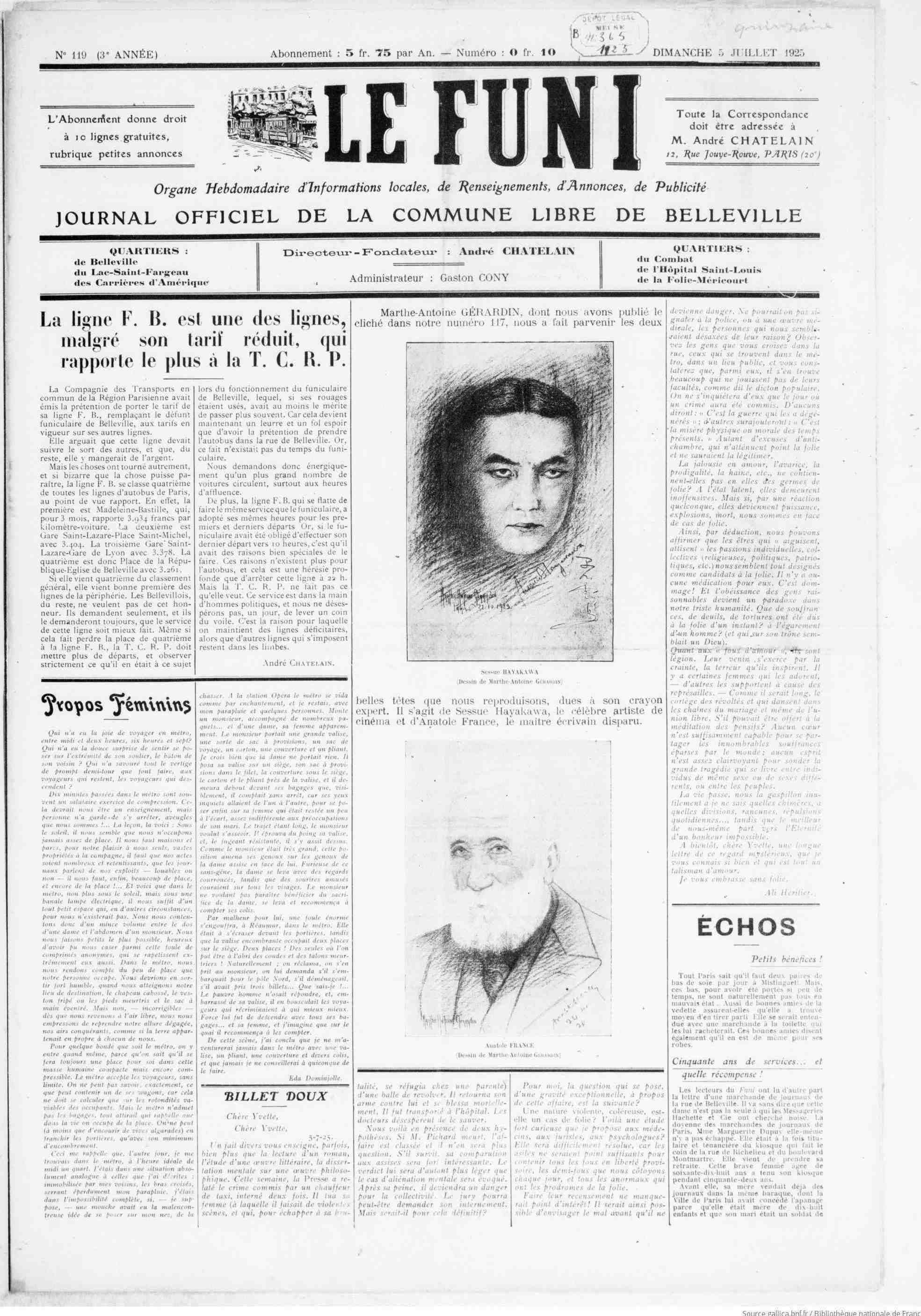 Le Funi 1925 07 05 Page une