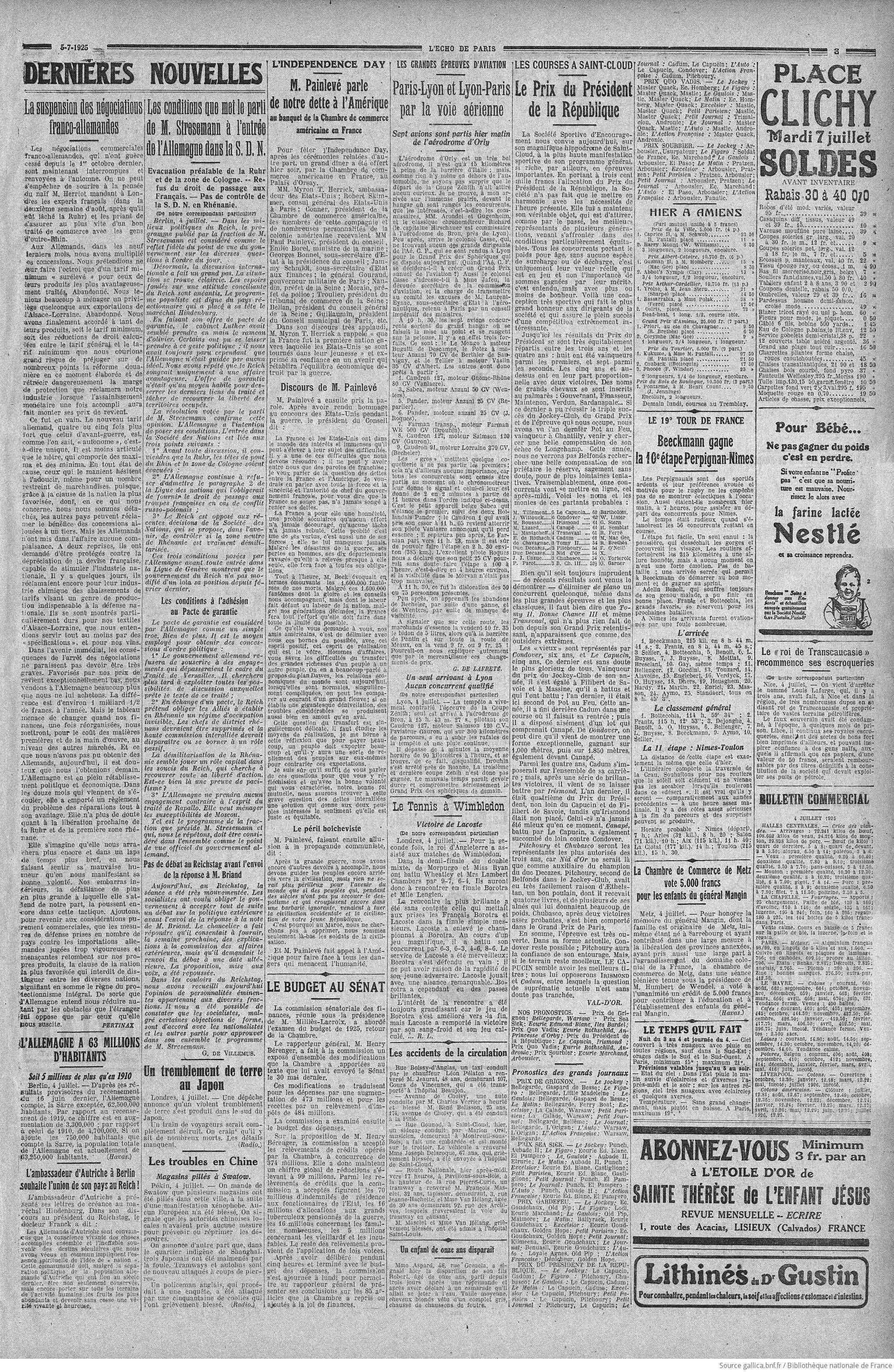 LÉcho de Paris 1925 07 05 Page 03