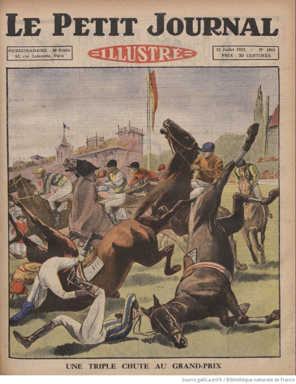 Le Petit journal illustré 1925 07 12 chutes de chevaux au Grand Prix en image
