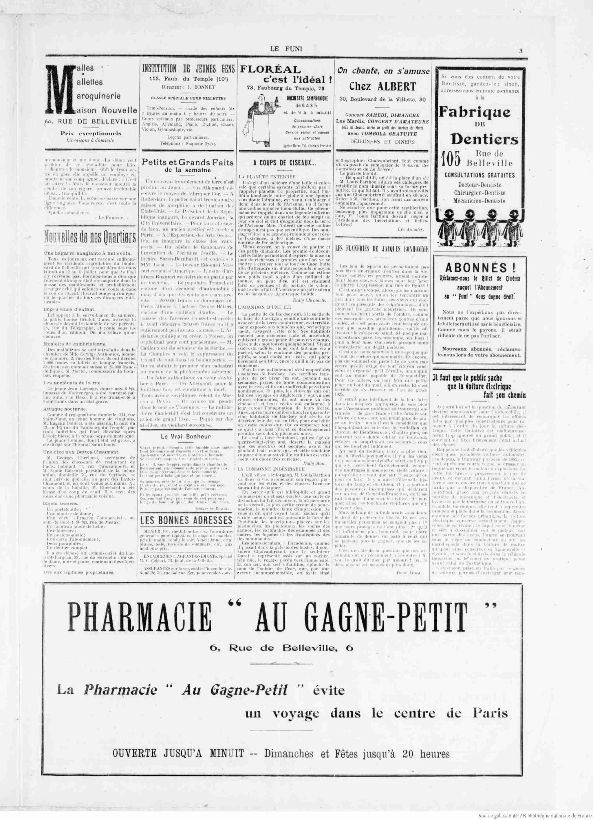 Le Funi 1925 07 19 Page 03 petits et grands faits 