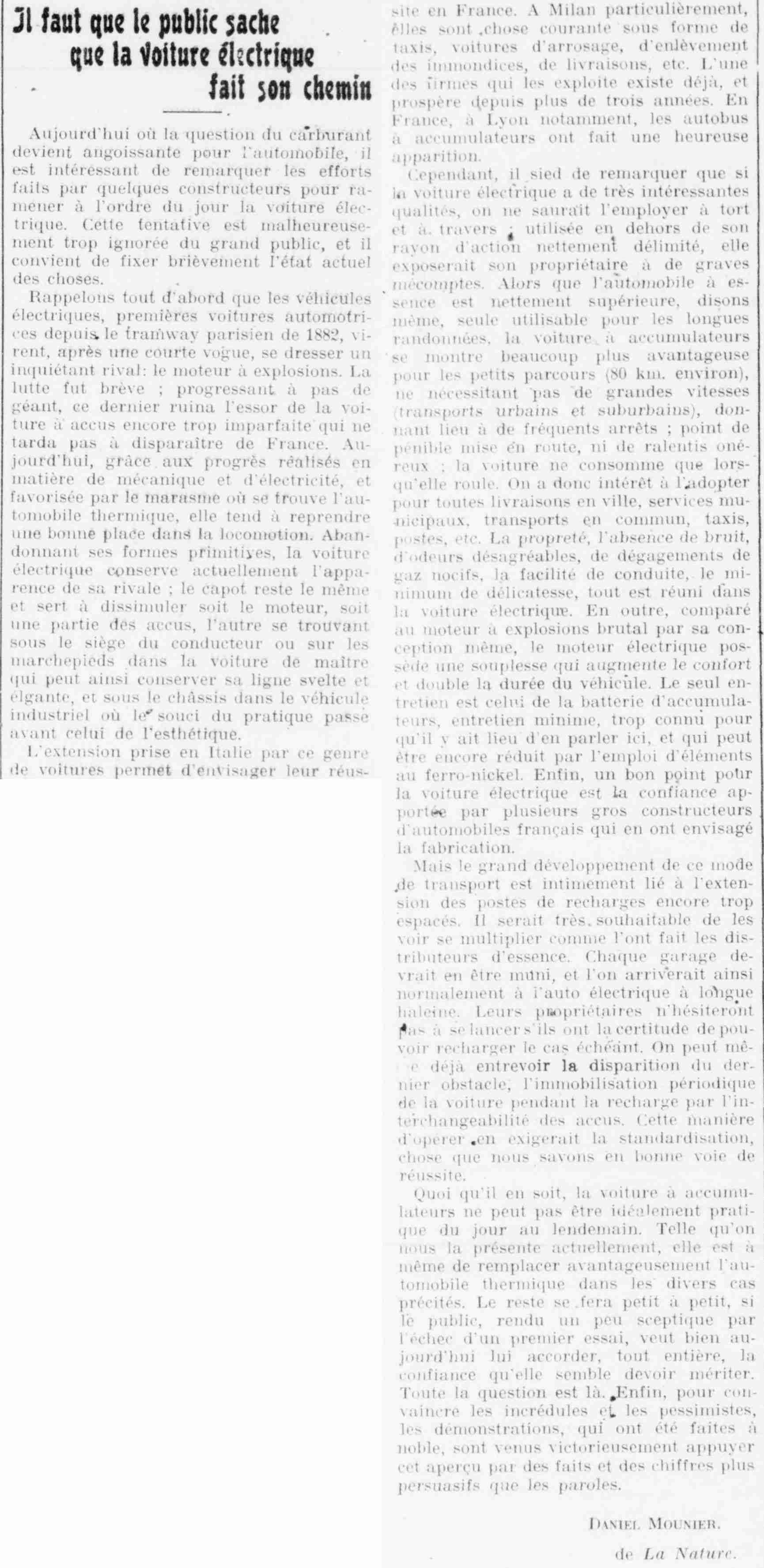 Le Funi 1925 07 19  the electric car is making its way.