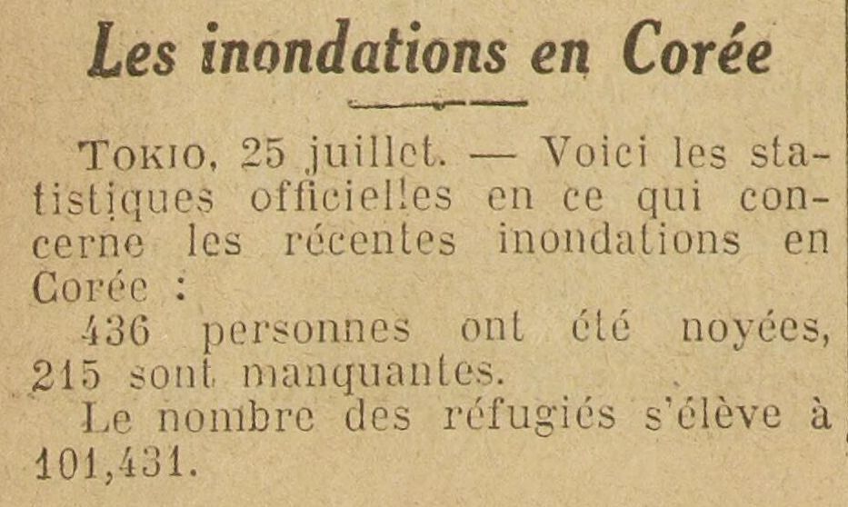 Excelsior 1925 07 26 The floods that occurred in Korea