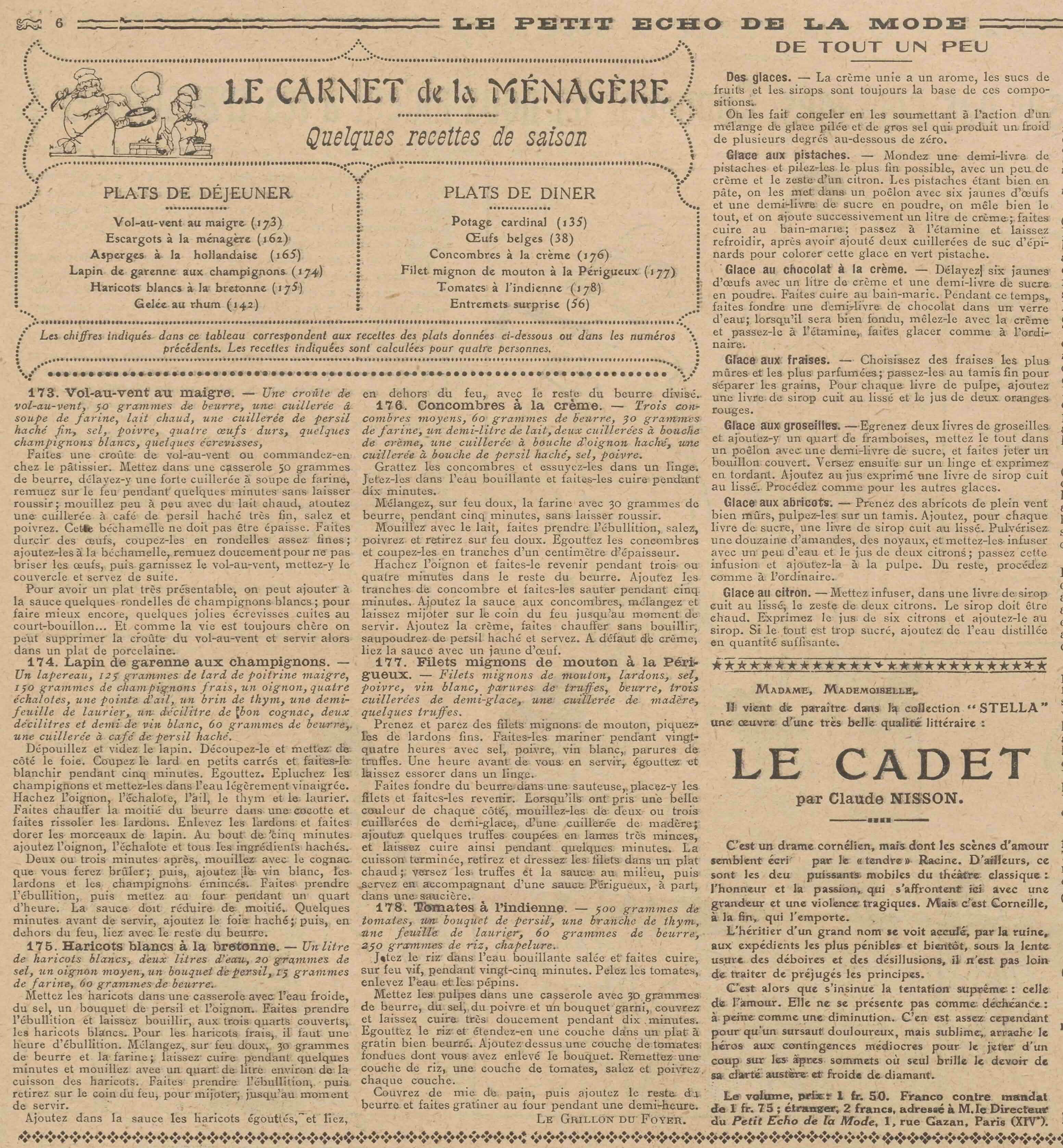 Le Petit écho de la mode art 06 menus eet recettes 