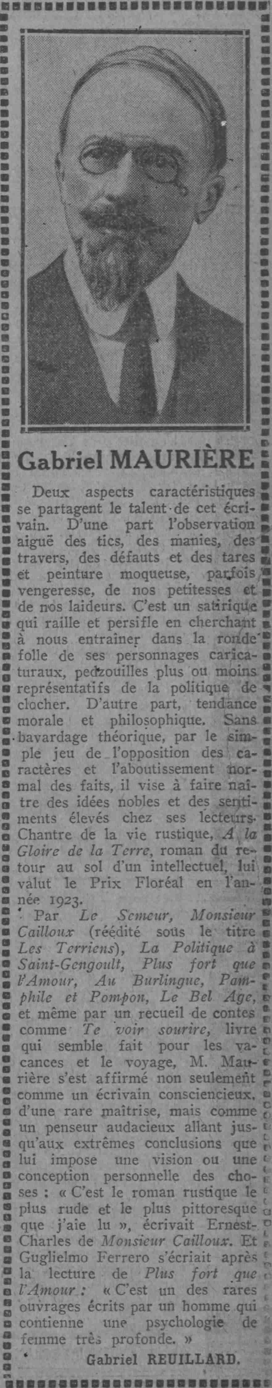 Paris soir 1925 08 02 art 01 Gabriel Maurière 1