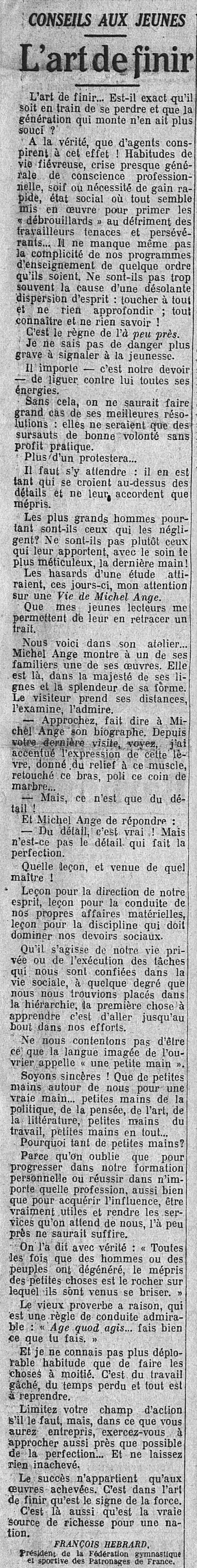 LÉcho de Paris 1925 08 09 art 01 lart de finir