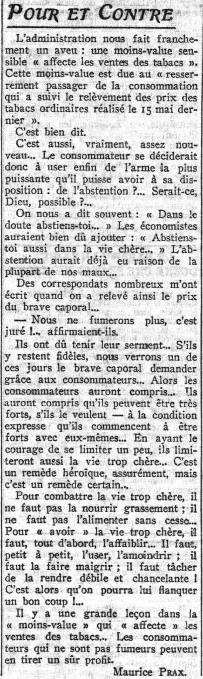 Le Petit Parisien 1925 08 16 art 01 le boycott Maurice Prax