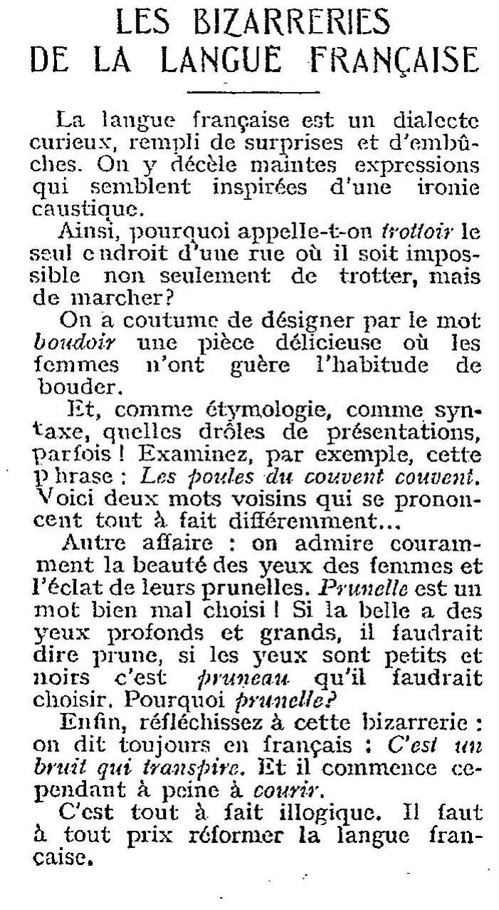 Le Pêle mêle 1925 08 16 art 08 bizarreries de la langue français