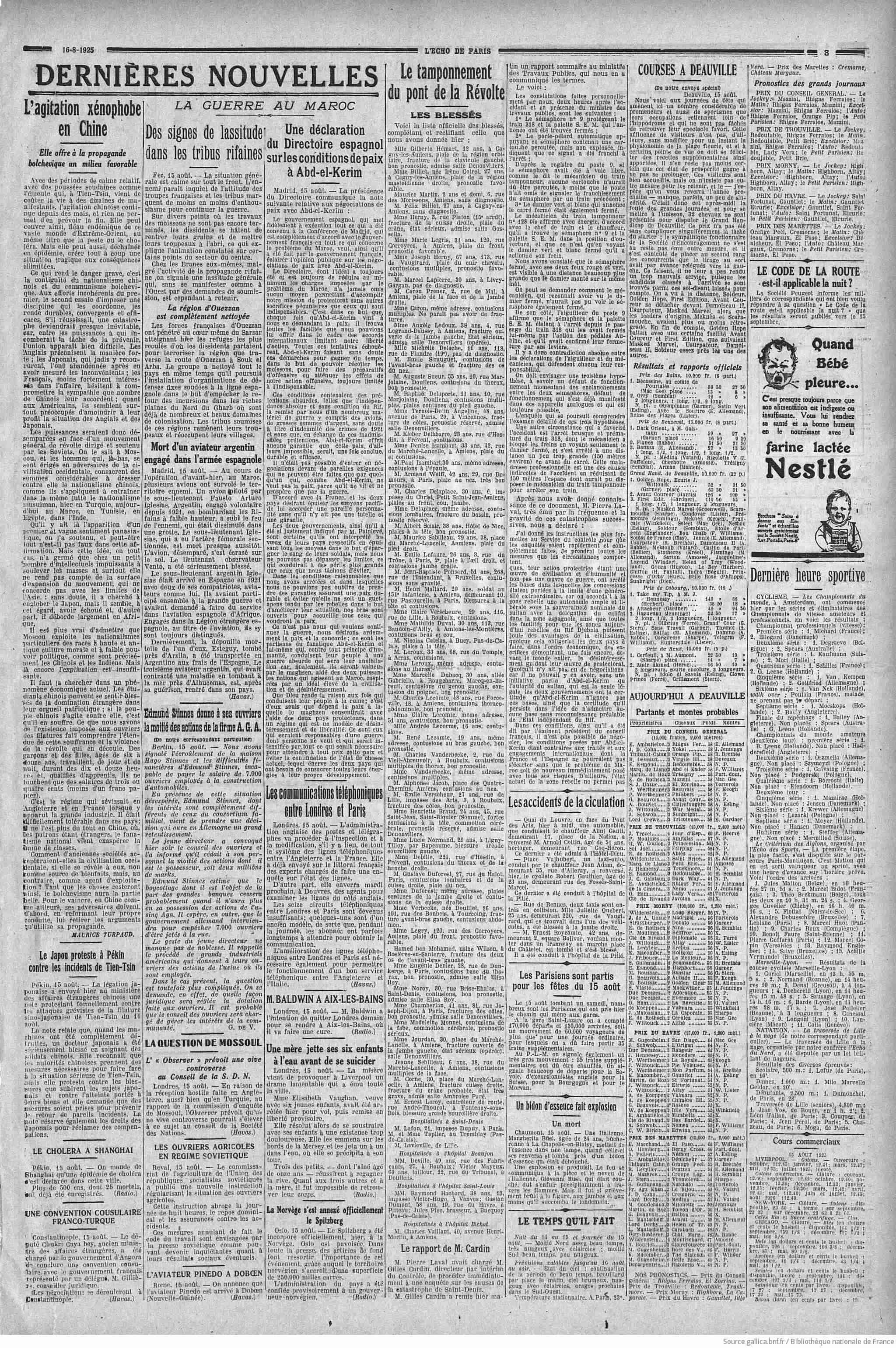 LÉcho de Paris 1925 08 16 Page 03 