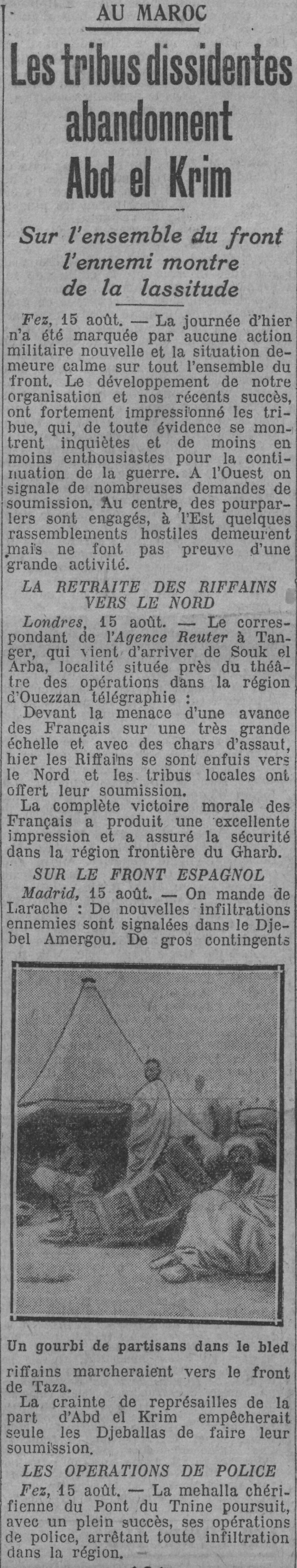  Au maroc les tribus dissidentes abandonnent Abdel Krim
