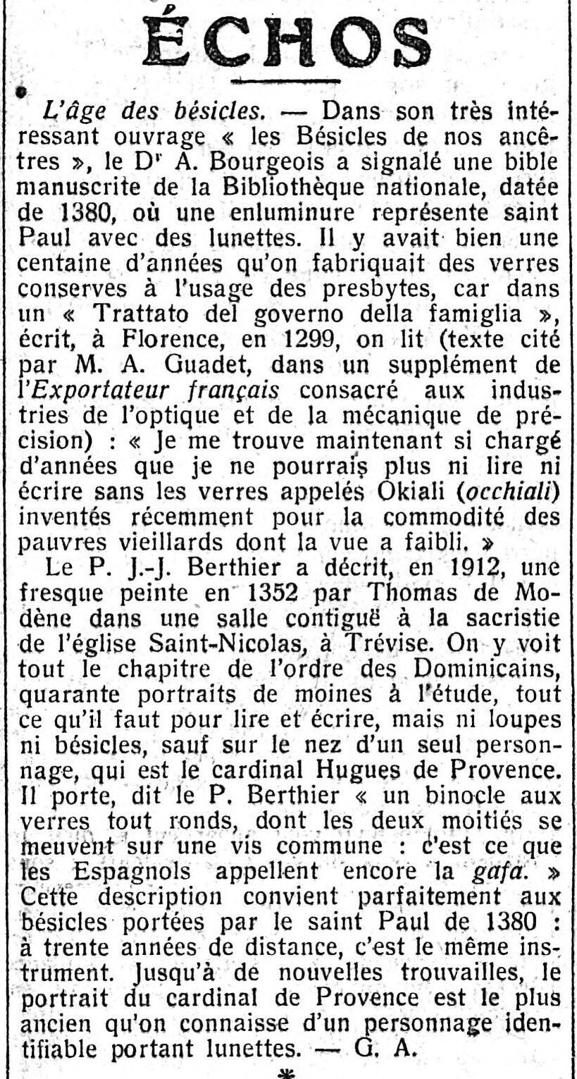 Le Figaro 1925 08 23 art 02 l'âge des bésicles