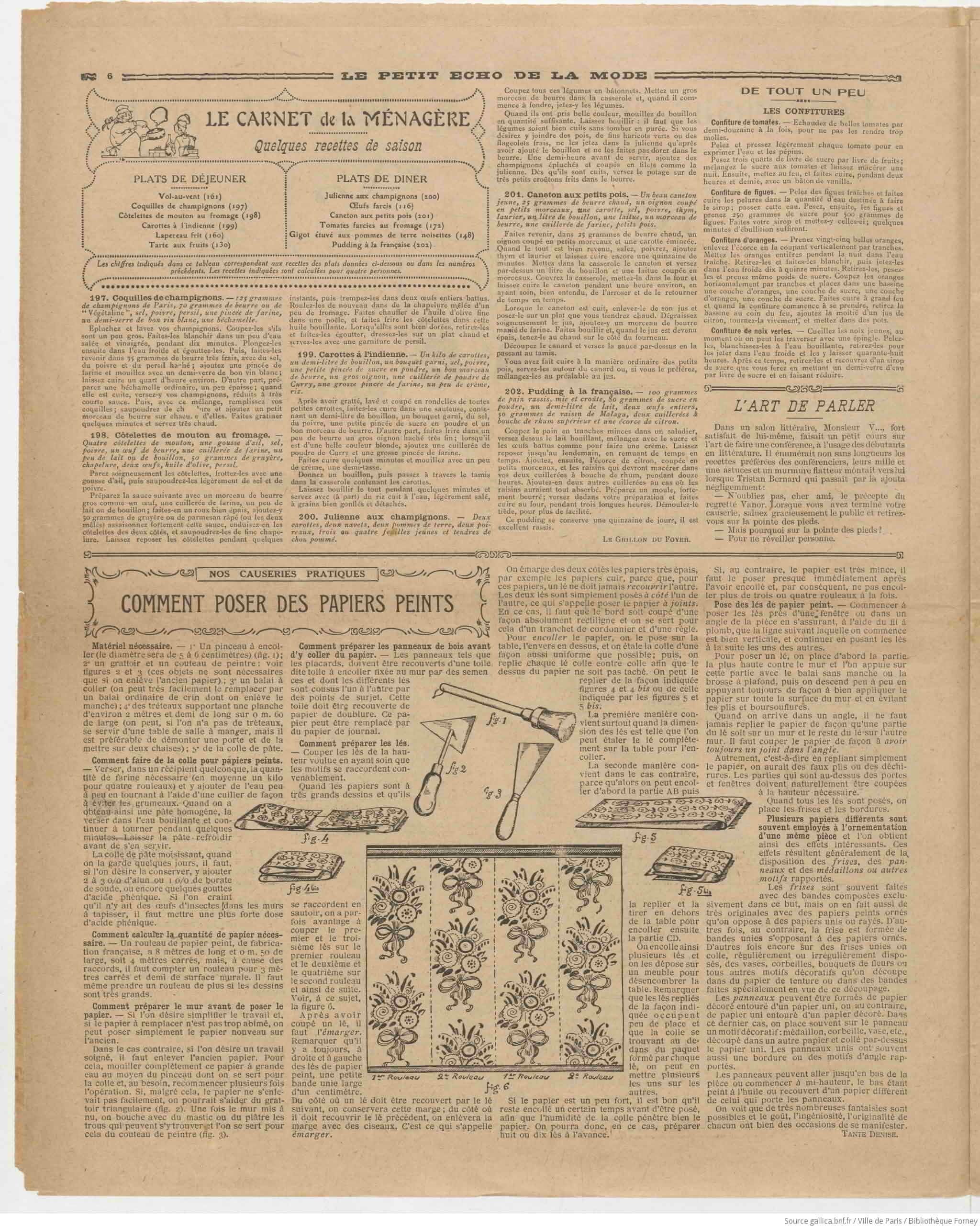 Le Petit écho de la mode 1925 08 23 Page 06 menus et recettes