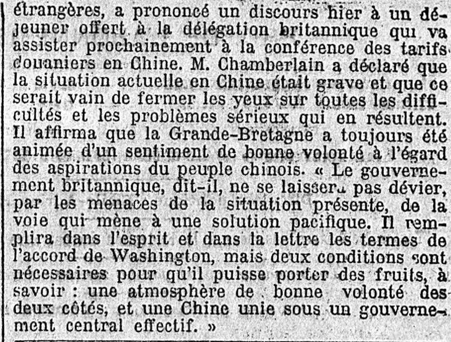 Le Temps 1925 09 20 article La conférence douanière en Chine 2
