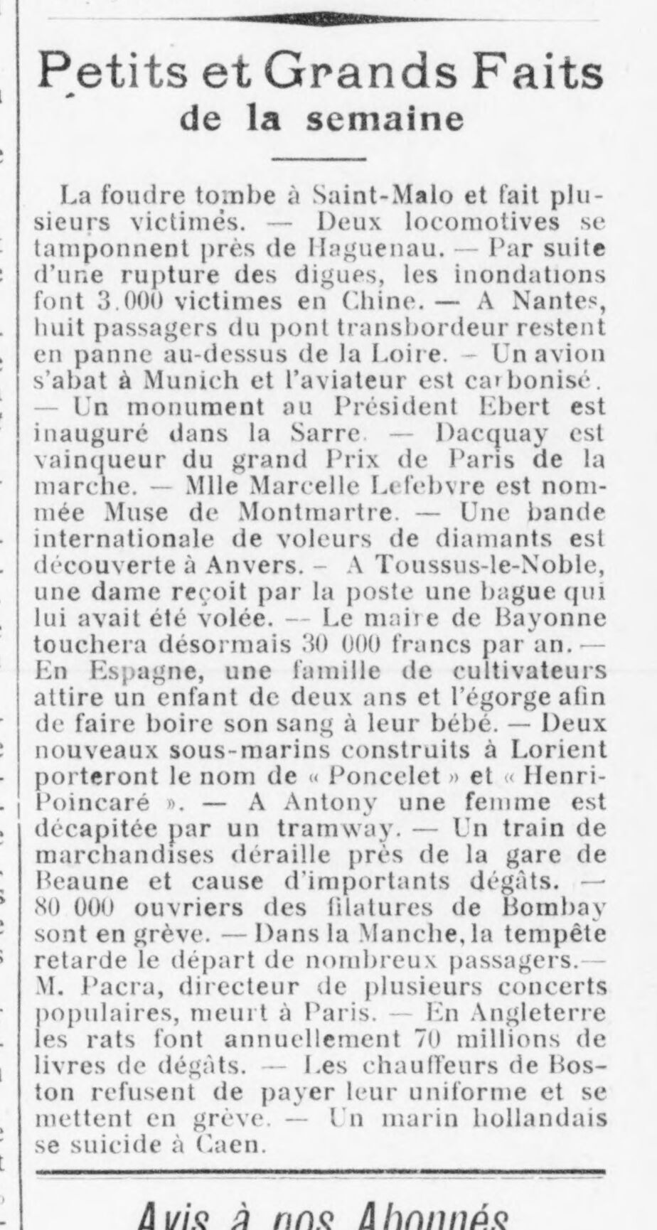 Le Funi 1925 09 27 Petits et grands faits de la semaine 39