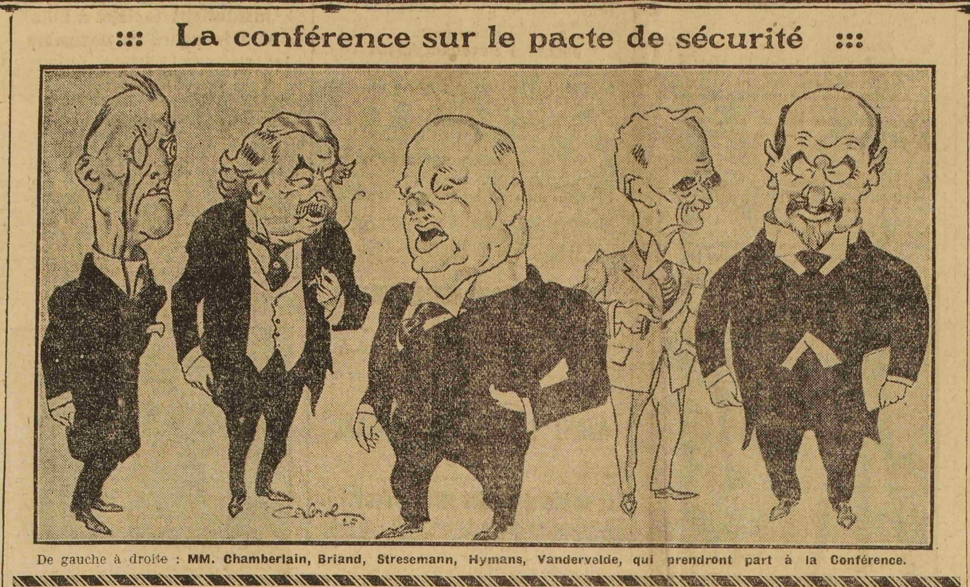 Le Grand écho du Nord 1925 09 27 Dessin humour : les caricatures des participants à la Conférence sur le Pacte de sécurité