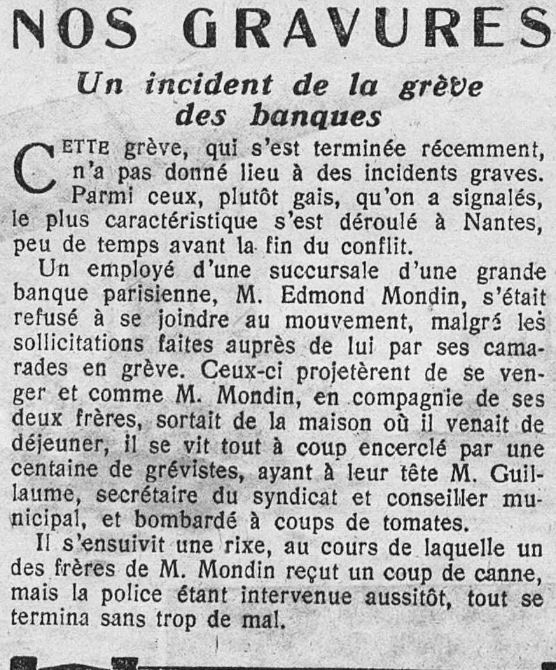 Le Petit journal illustré 1925 09 27  Jets de tomates en iaison avec la grève des banques