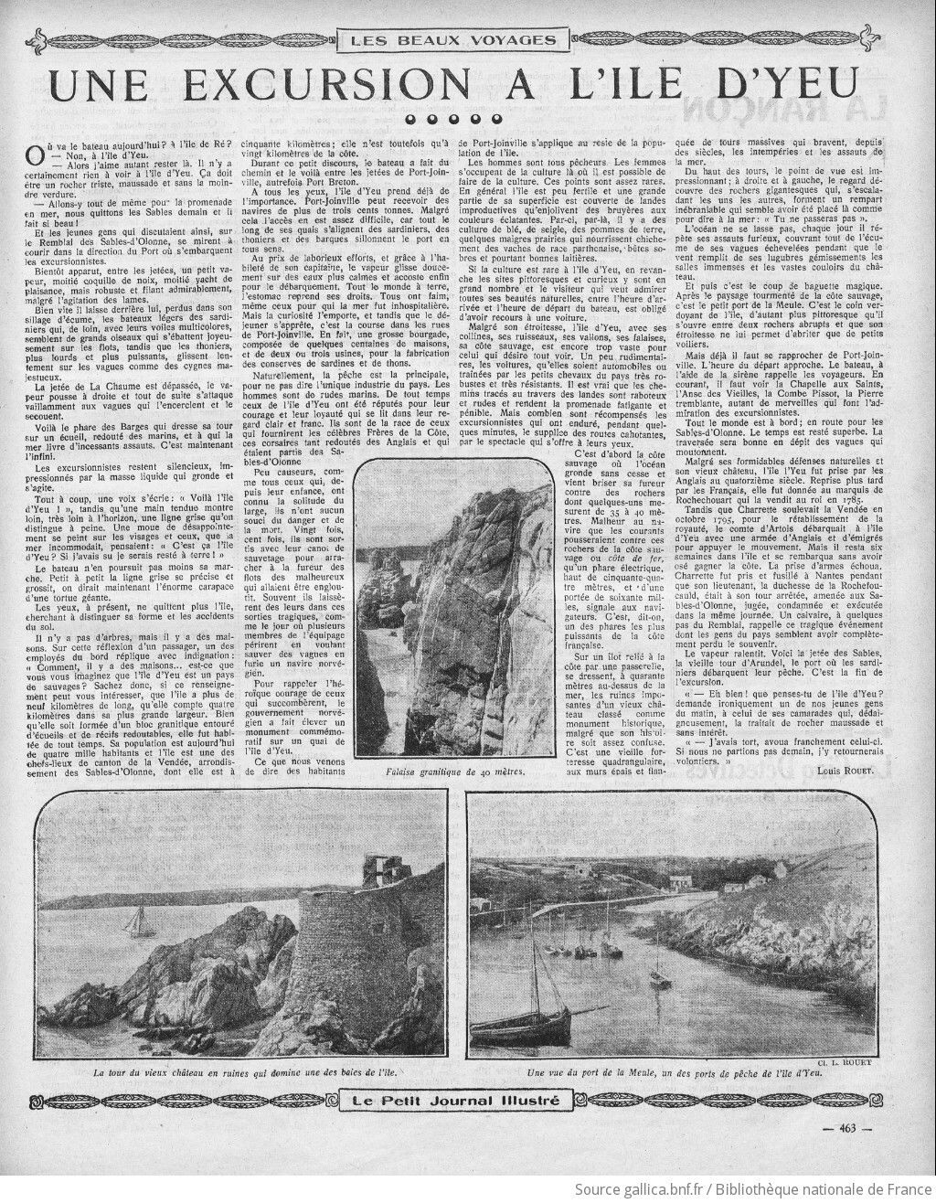 Le Petit journal illustré 1925 09 27 excursion  l'Île-d'Yeu