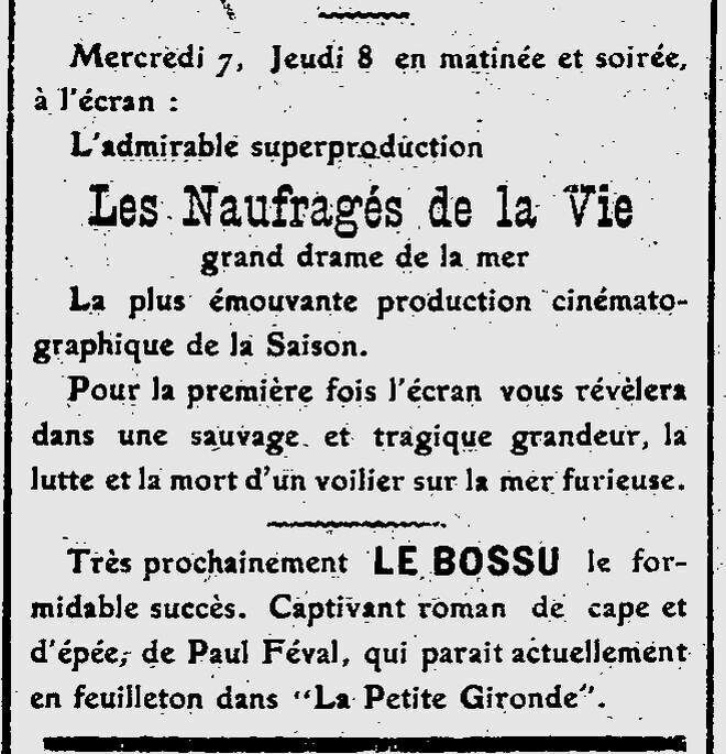 LAvenir dArcachon 1925 10 04 Naufragés de la vie