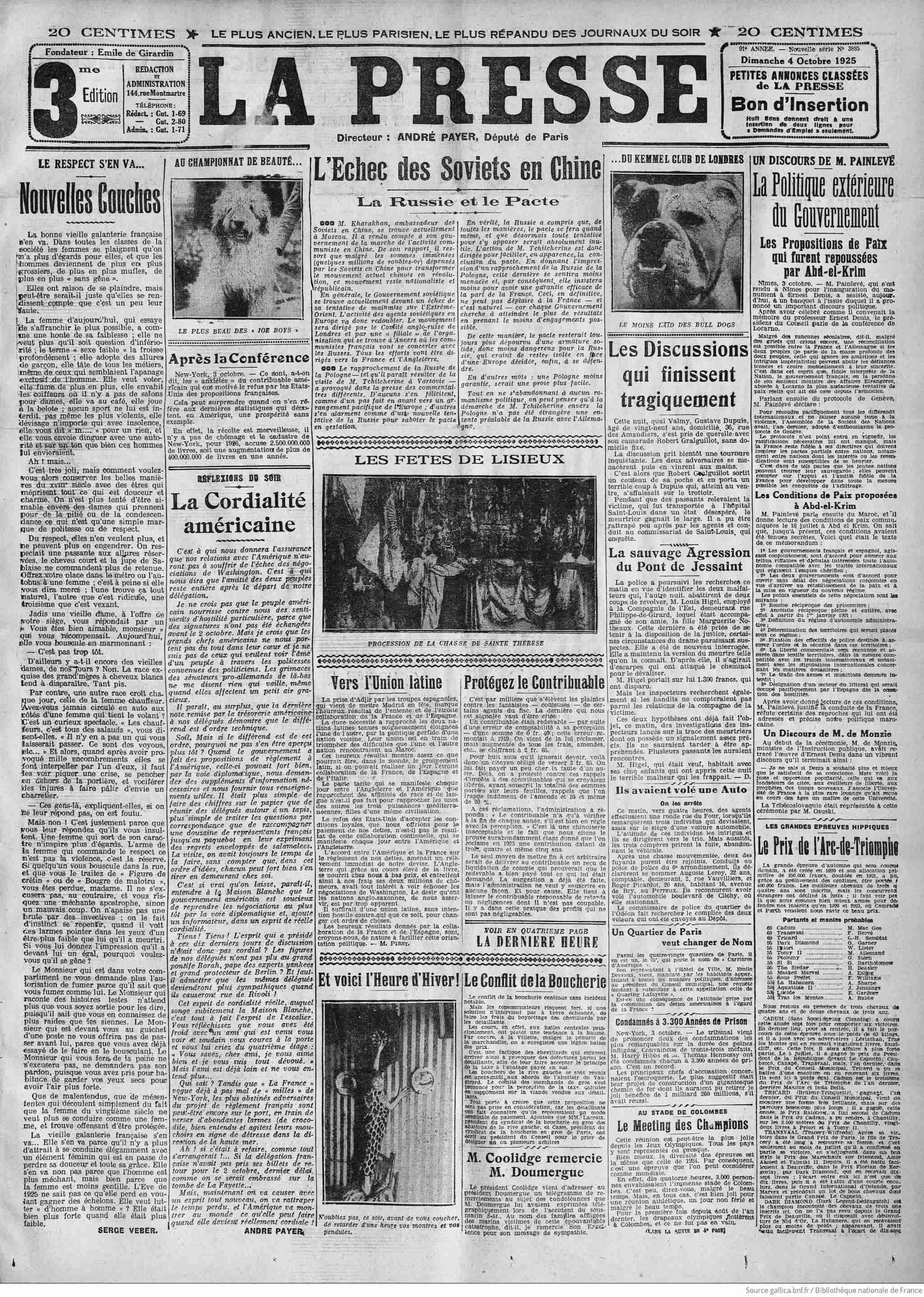 La Presse 1925 10 04 Page 01