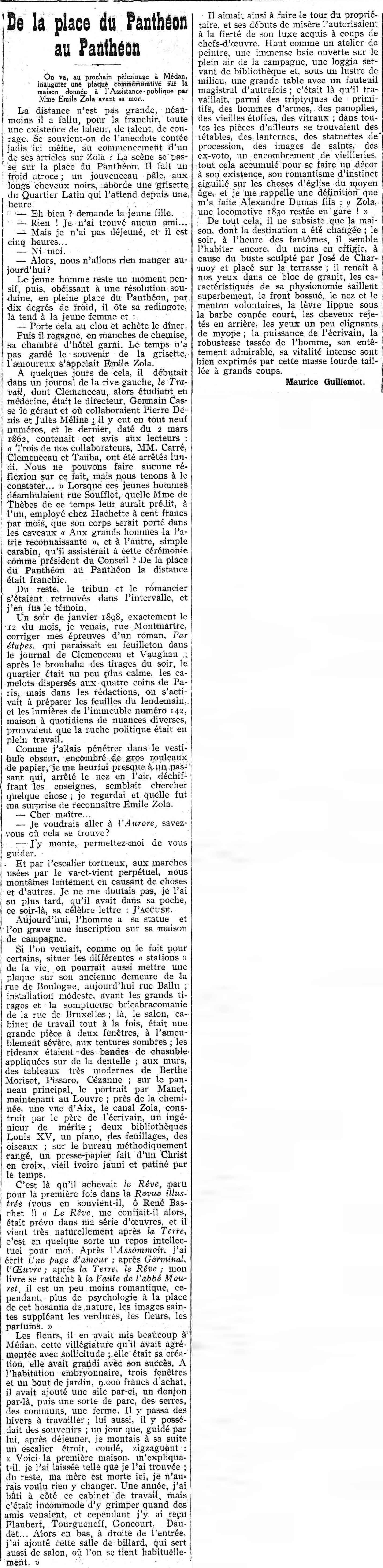 Le Figaro littéraire 1925 10 04 Dela place du Panthéon au Panthéon