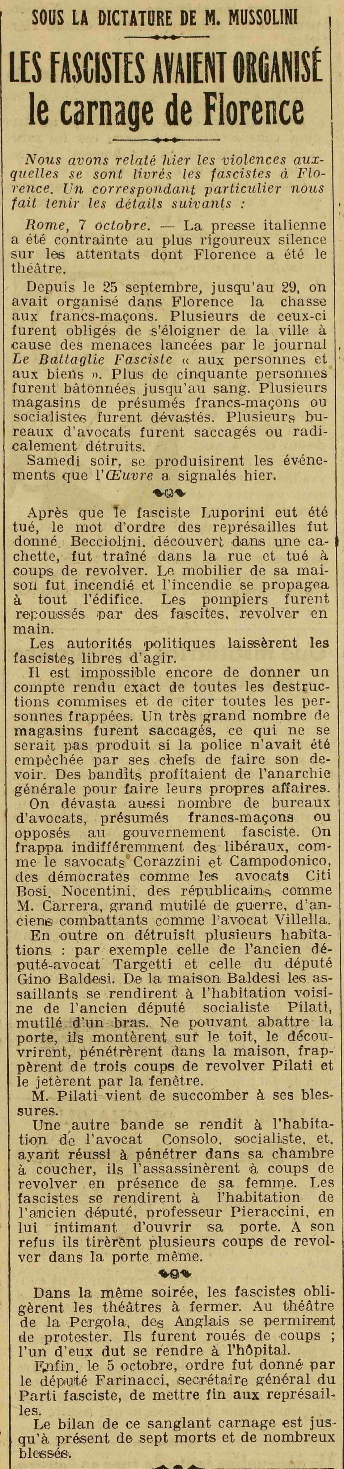 LOeuvre 1925 10 08 01 03 les fascistes en Italiel