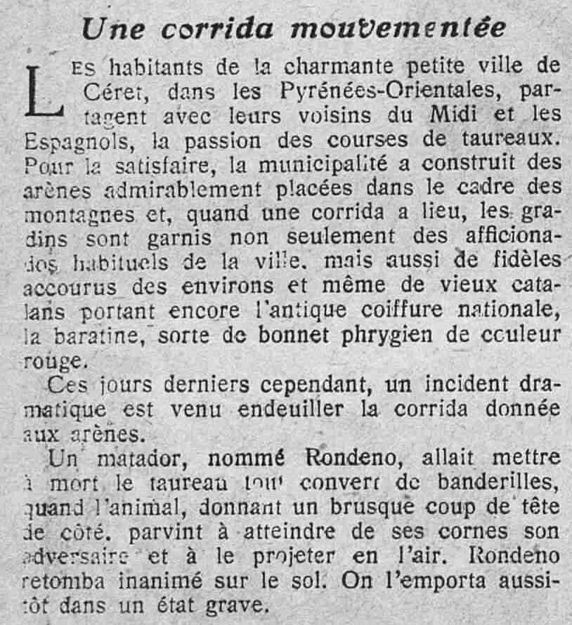Le Petit journal illustré 1925 10 11 02 Une corrida mouvementée à Céret