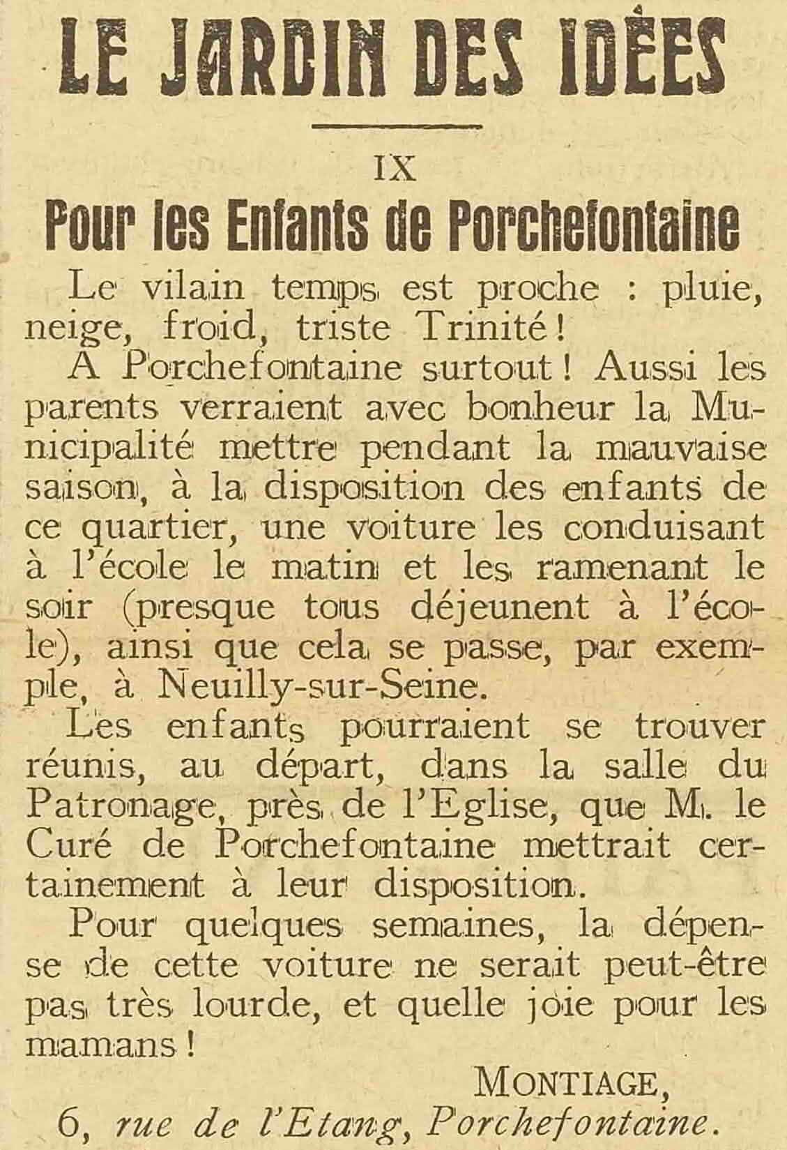 Les Nouvelles de Versailles 1925 10 07 01 le jardin des idées pour les enfants de Porchefontaine