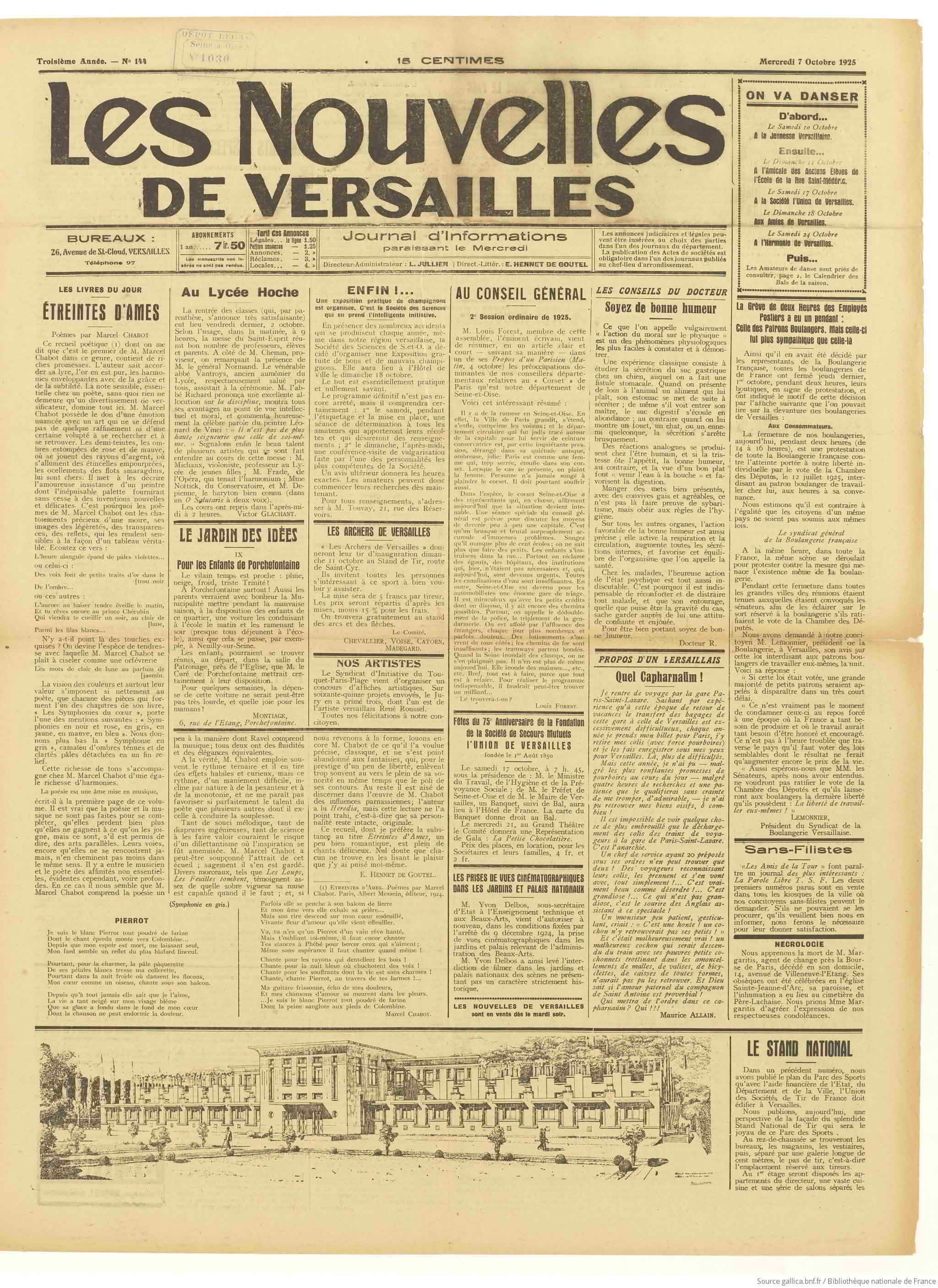 Les Nouvelles de Versailles 1925 10 07 Page 01