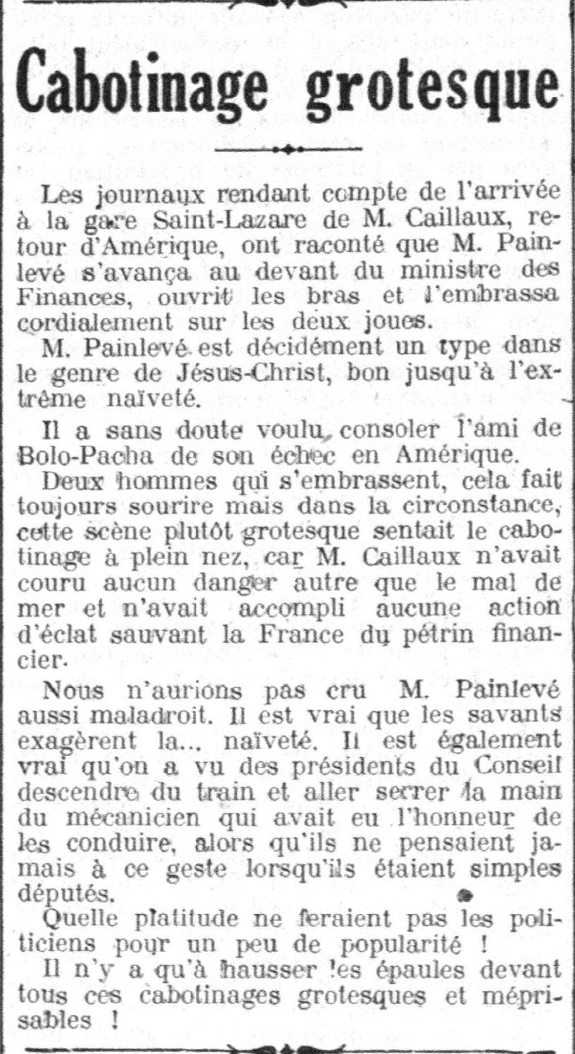 La Justice 1925 10 18  cabotinage grotesque