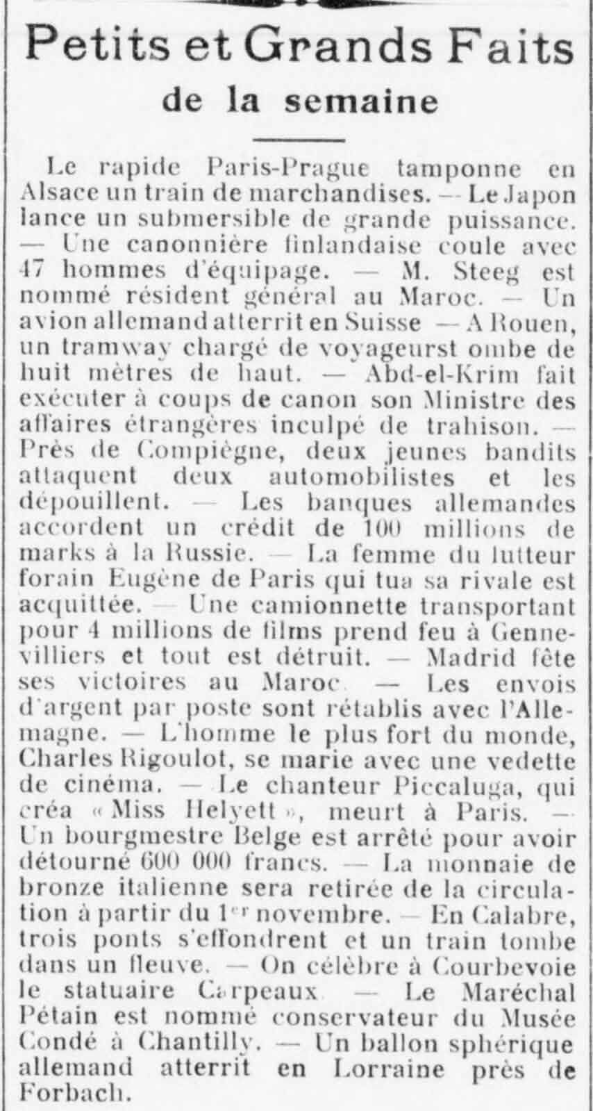 Le Funi 1925 10 18 02 les petis et grands faits de la semaine 42
