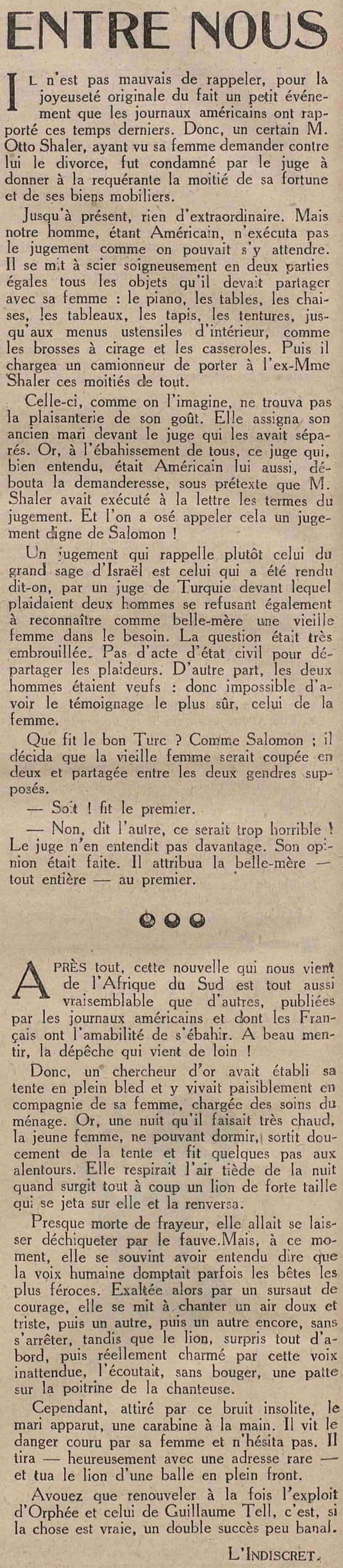 Le Petit journal illustré 1925 10 18 04 Entre nous jugement de divorce américain