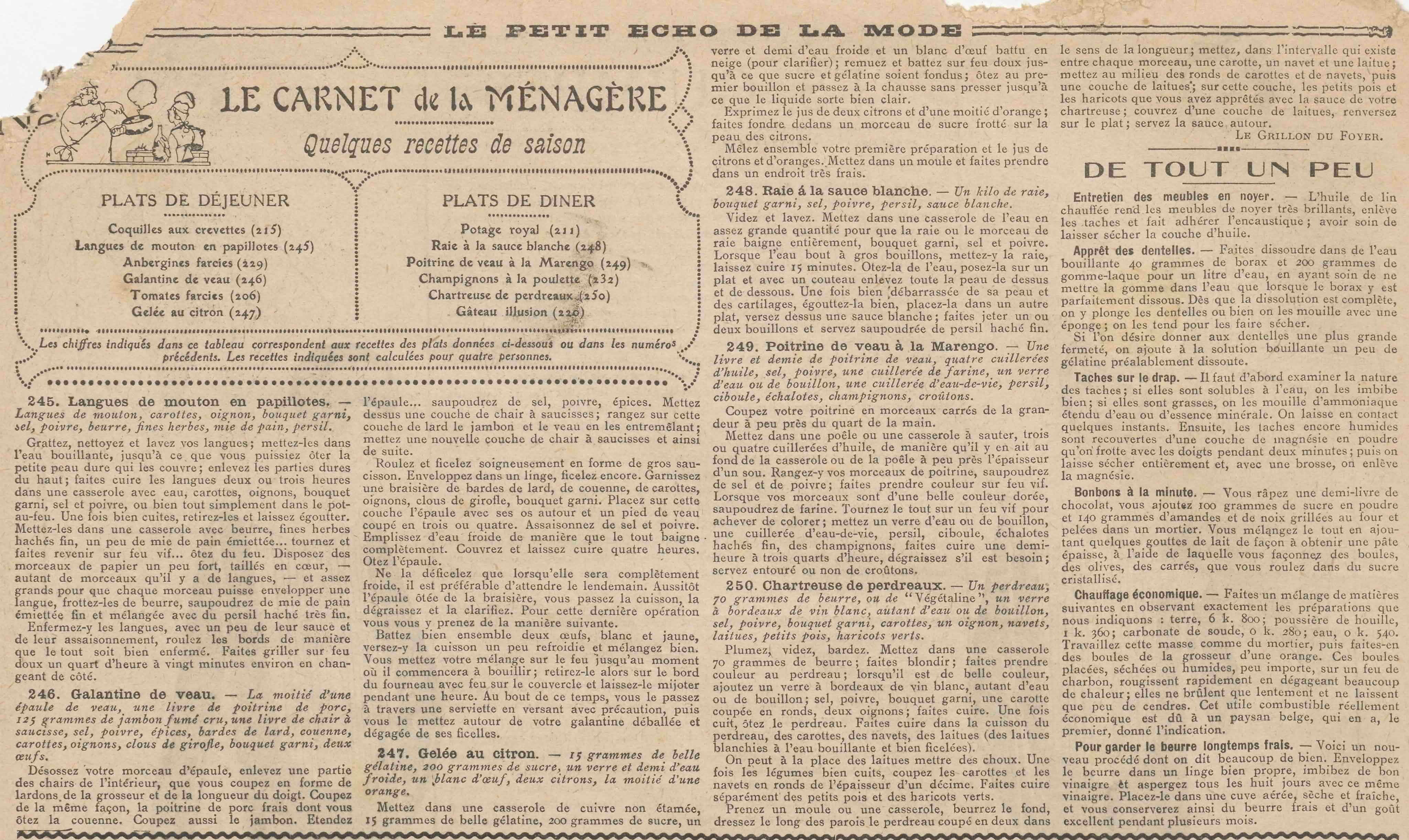 Le Petit écho de la mode Le carnet hebdomadaire de La Bignole et du Grillon du foyer