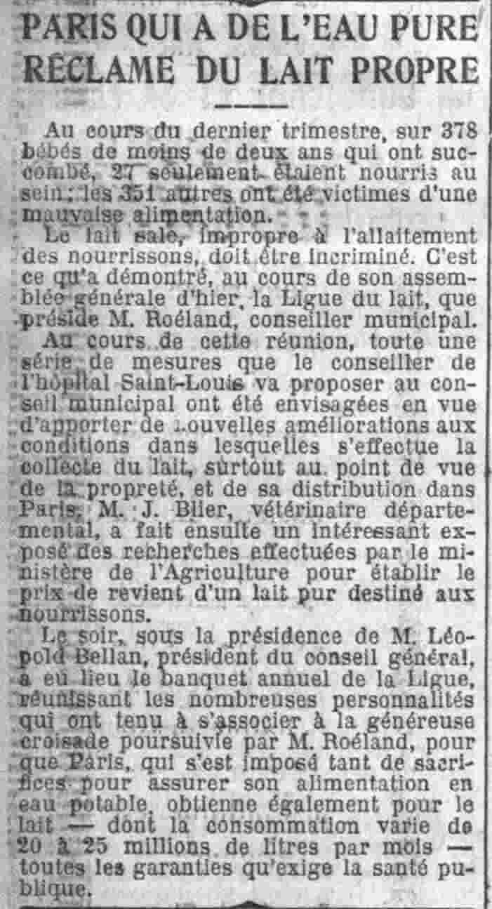 Le Petit Parisien 1925 10 25 02 du lait propre