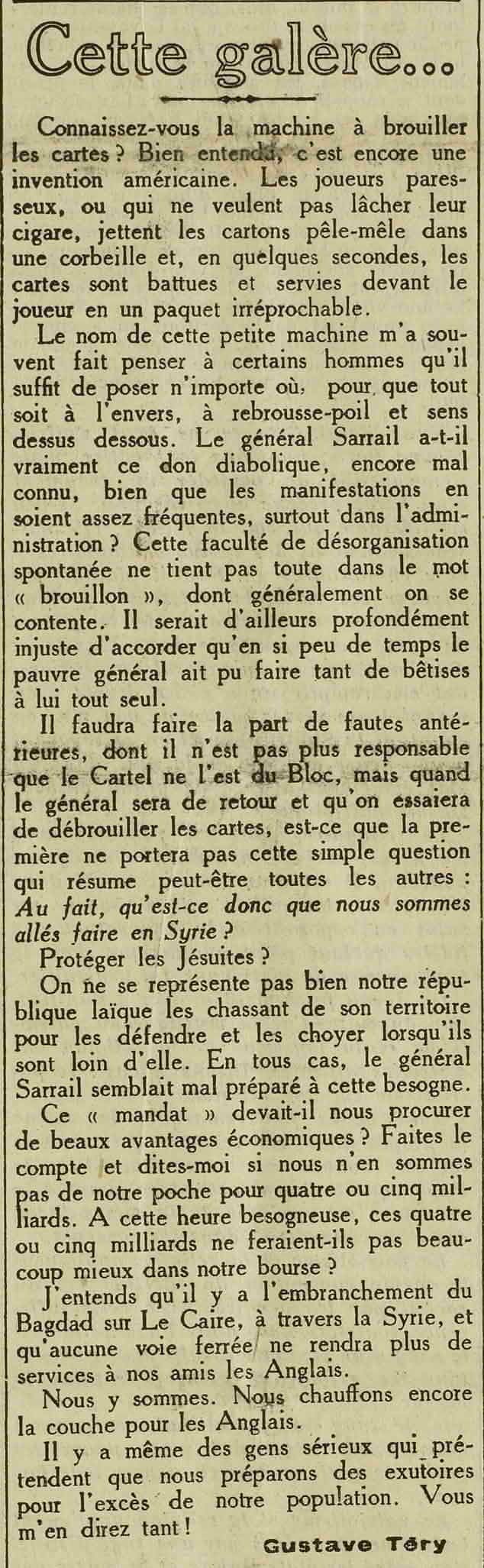 LOeuvre 1925 11 01 01 galère en Syrie 1