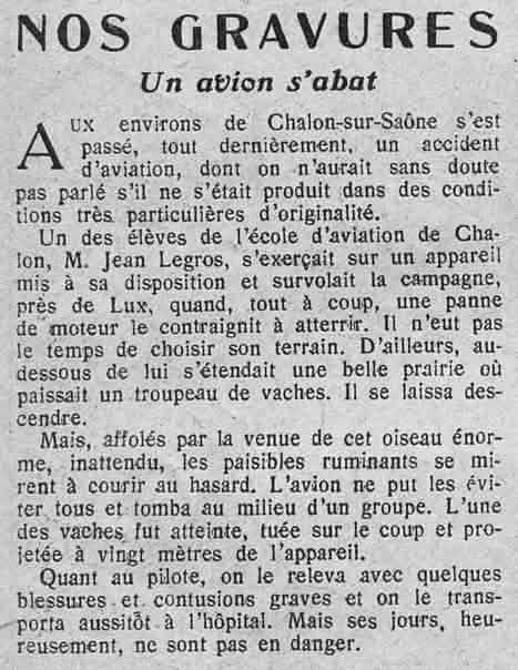 Le Petit journal illustré 1925 11 01 Un avion s'abat dans un pré