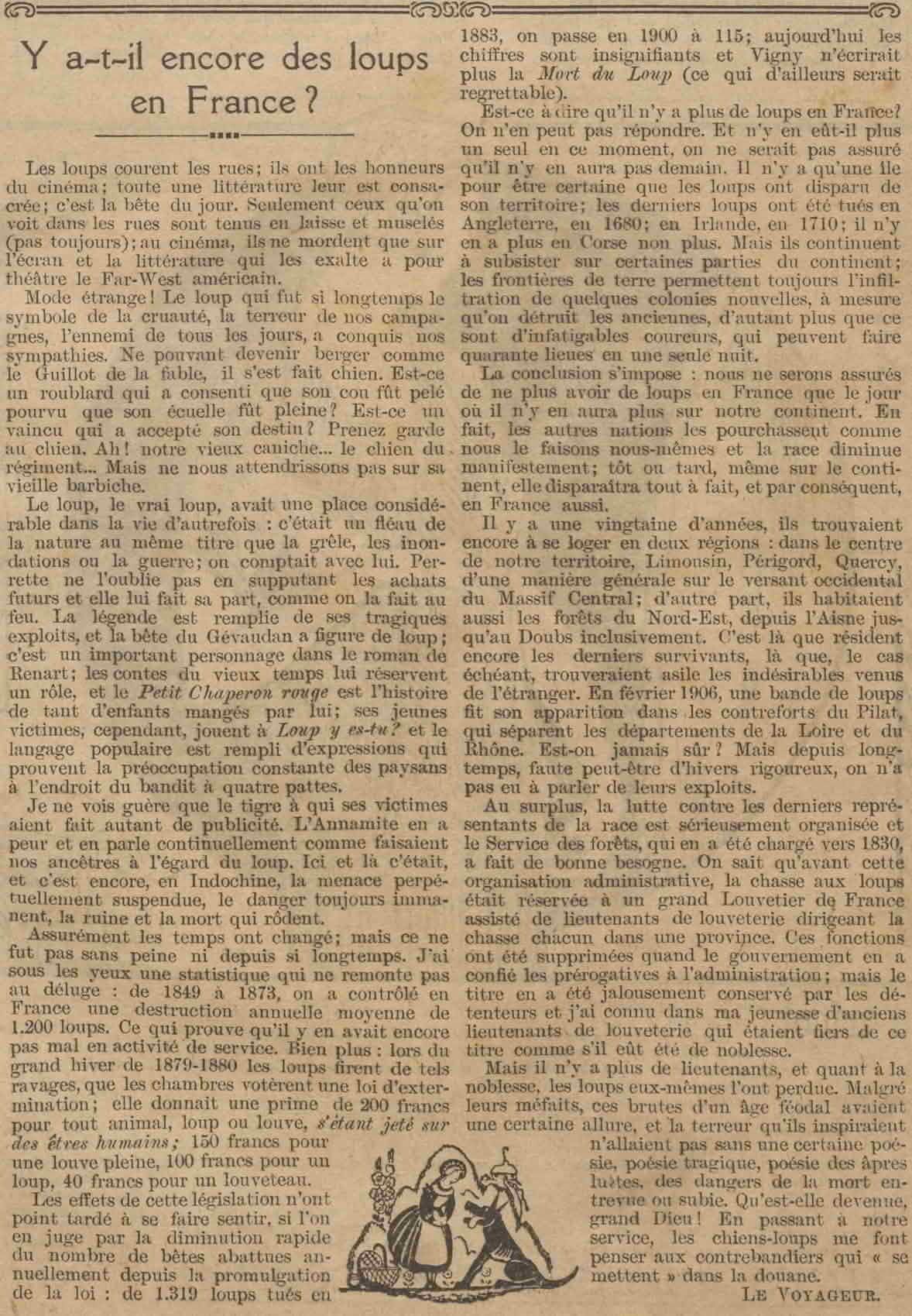 Le Petit écho de la mode 1925 11 01  il y t il des loups en France ?