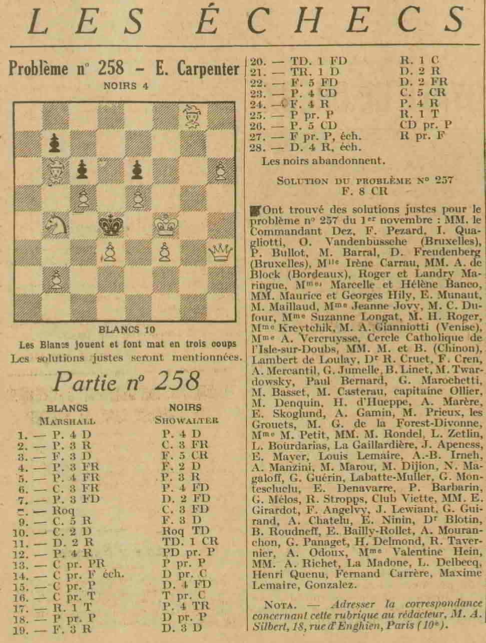 Excelsior 1925 11 08 02 les échecs n°258