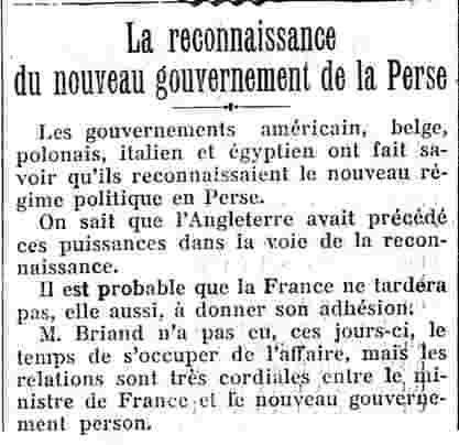 Figaro 1925 11 08 02 reconnaissance du gouvernement Perse