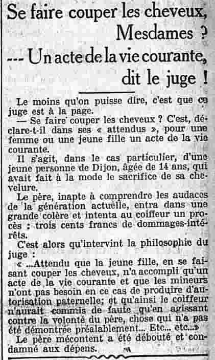 LIntransigeant 1925 11 08 se faire couper les cheveux Mesdames