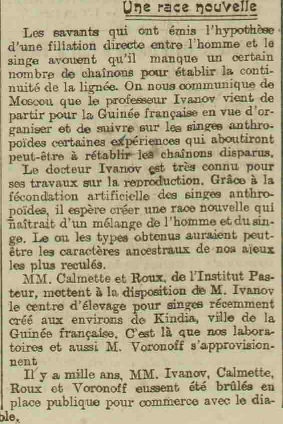 LOeuvre 1925 11 08 02 homme et singe une race nouvelle