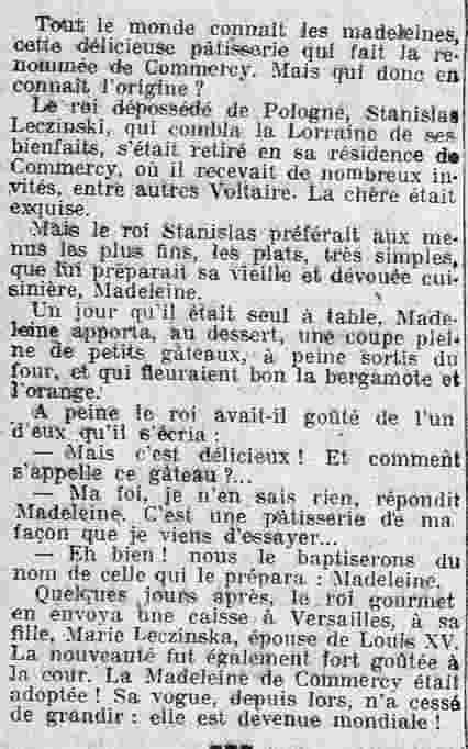 La Presse 1925 11 08 Tout le monde connaît  les madeleines