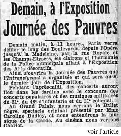 v LIntransigeant 1925 11 08 Exposition des Arts Décoratifs, la journée des pauvres