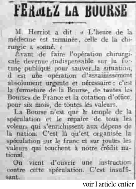 La Justice 1925 11 08 Il faut fermer la bourse