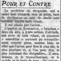 v Le Petit Parisien 1925 11 15 Maurice Prax Le problème du dirigeable, est résolu par l'avion.