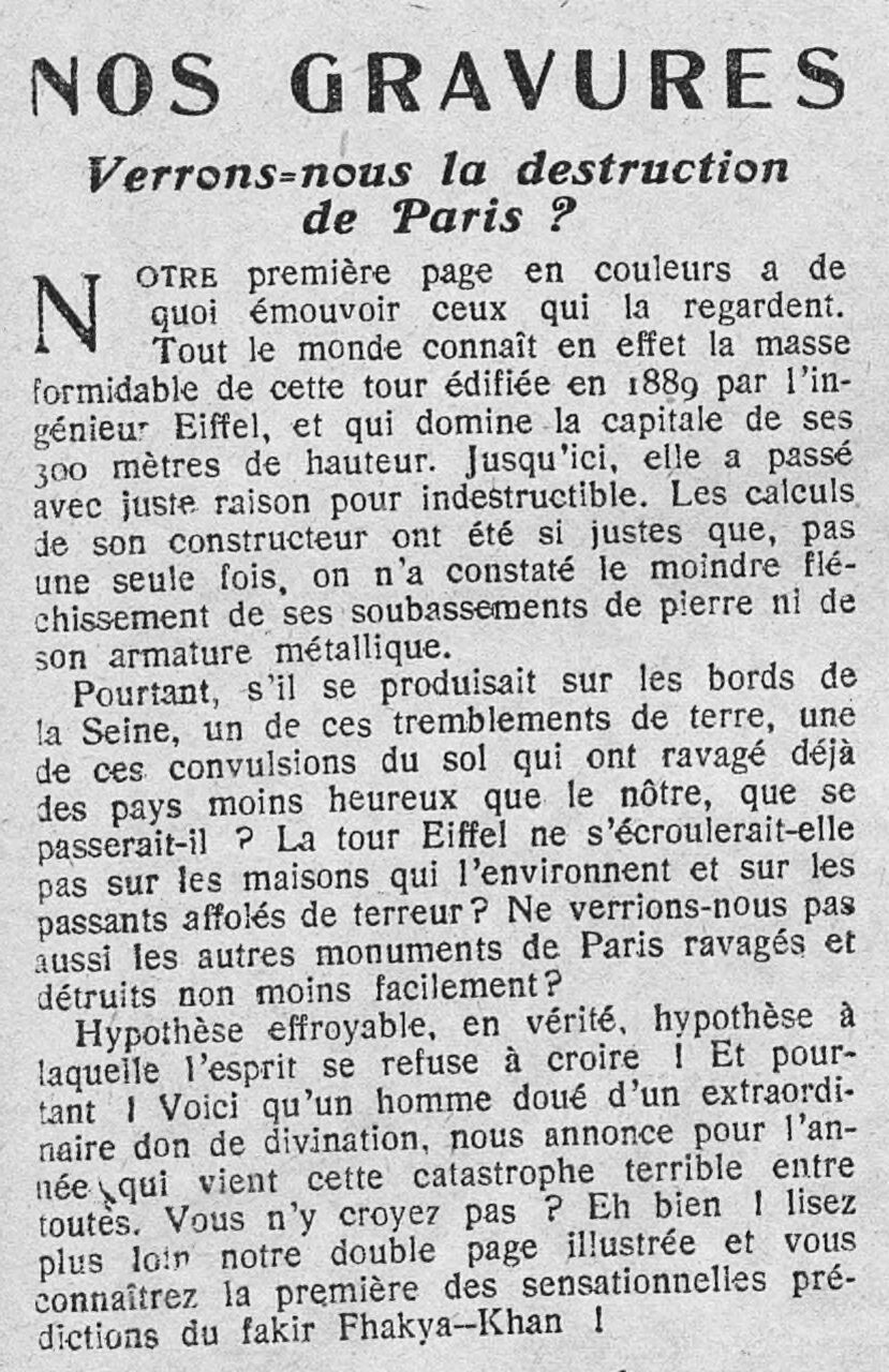 Le Petit journal illustré 1925 11 22 02 nos gravures destruction de Paris
