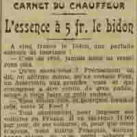 LOeuvre 1925 11 22  essence à 5fr le bidon