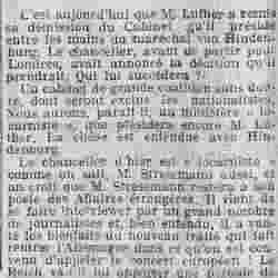La Presse 1925 12 06 01 démission du cabinet Luther